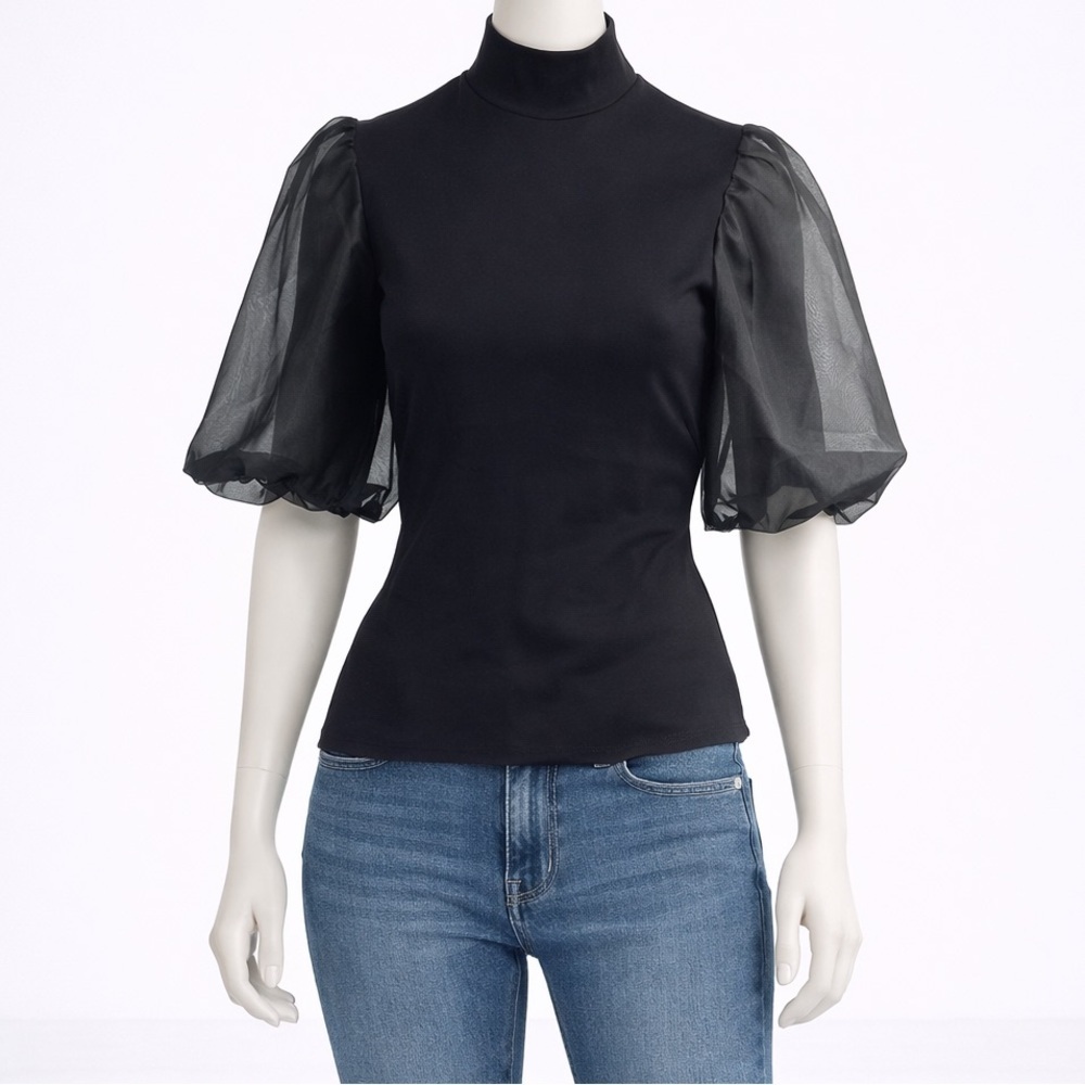Marie Saint Pierre bubble sleeve black top size S - Picture 2 of 9